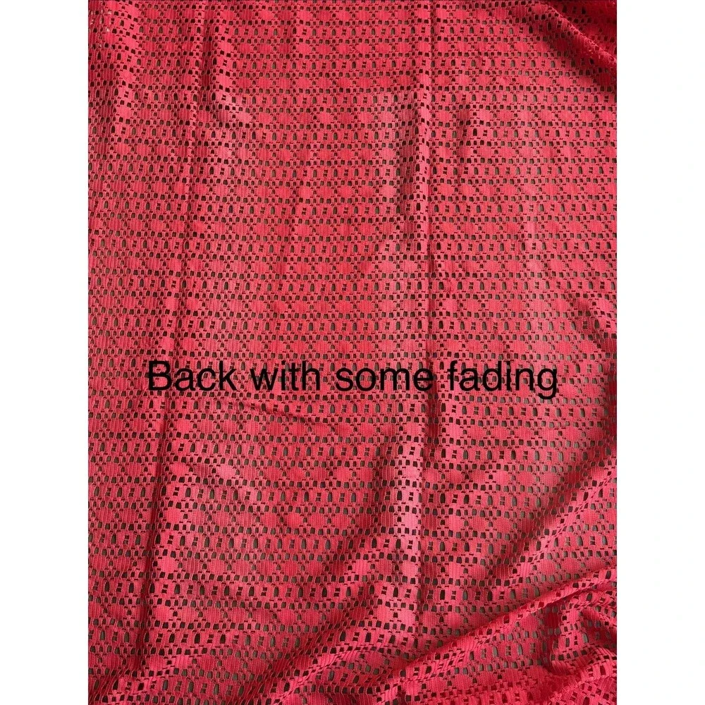 VTG Red Casement Fabric Curtain Drape 1 Panel Solid Red Lace 54” X 72” Bold